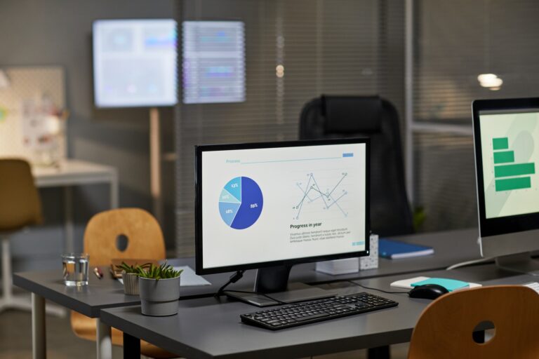 Data Charts on Computer Screen